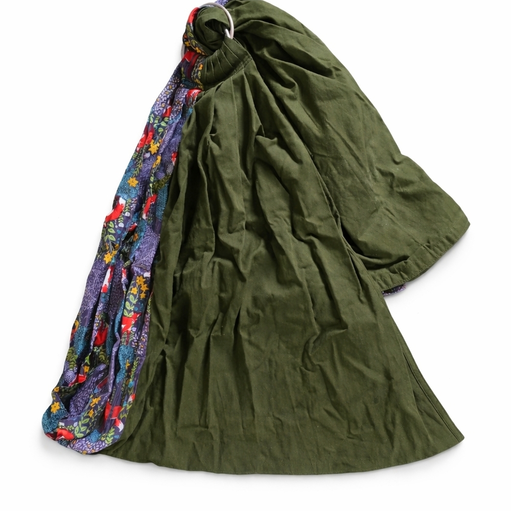 Ring Sling and Matching Bonnet by Sewfunky- Into the Woods on Navy- Organic
